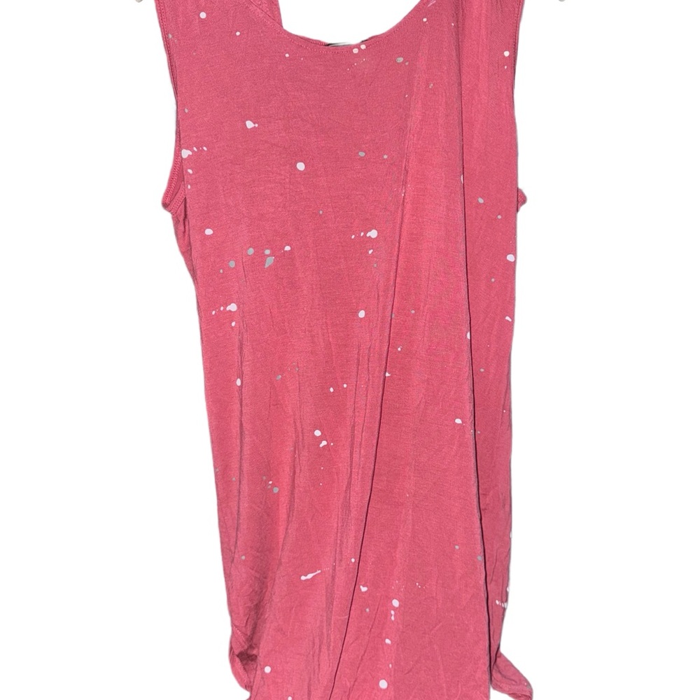 POL Pink Sleeveless Top with White & Gray Splatter Design